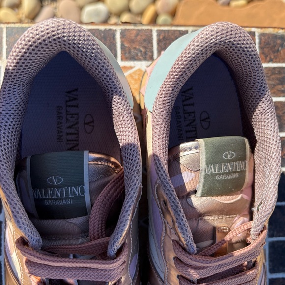 Valentino Garavani Rockrunner Leather & Suede Camouflage Sneakers Size 37.5 - Picture 7 of 11